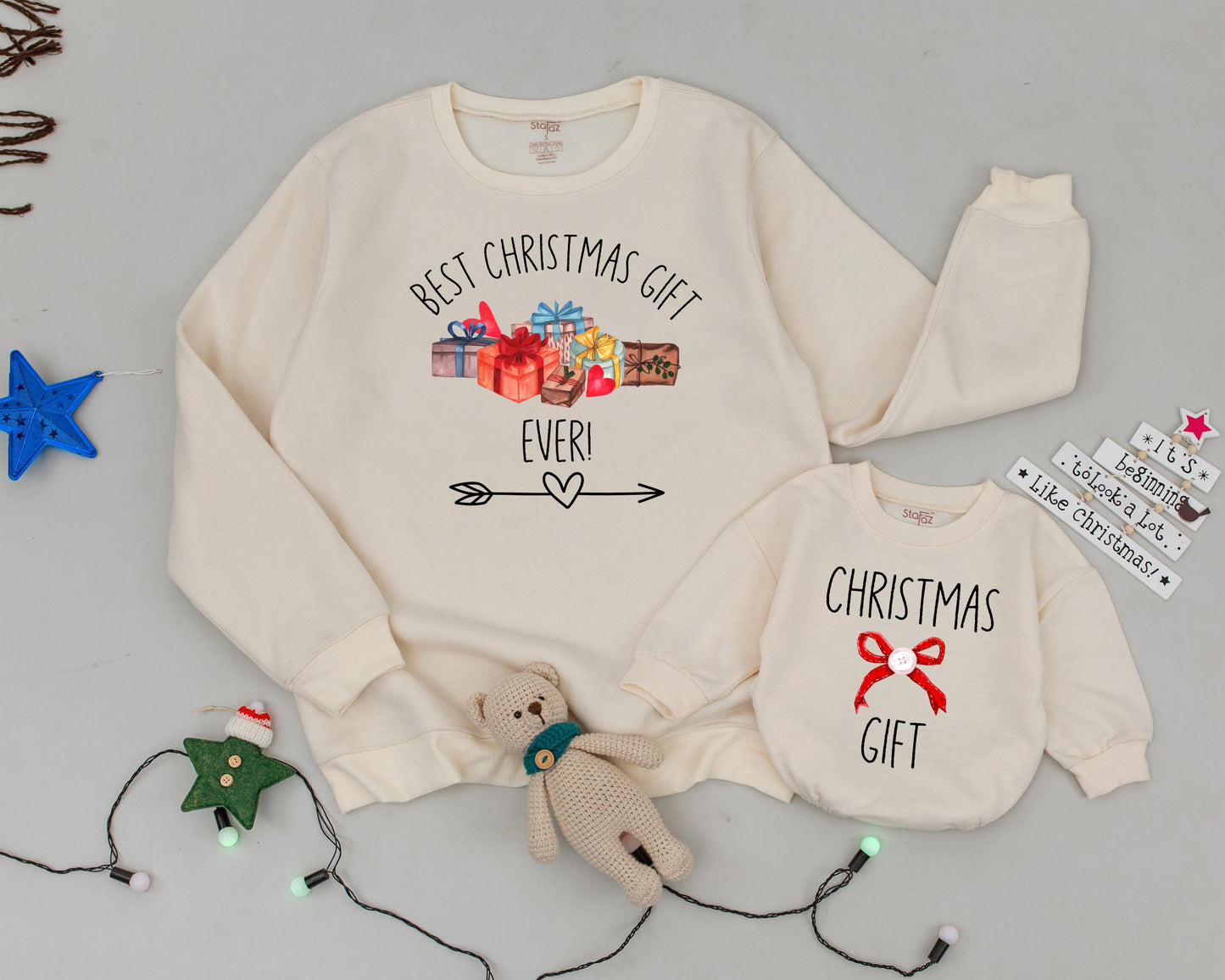 Matching Mama and Mini Christmas Sweaters - Vintage Holiday Outfits