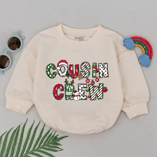 Retro Cousin Crew Romper: 1st Christmas & Baby Shower Gift