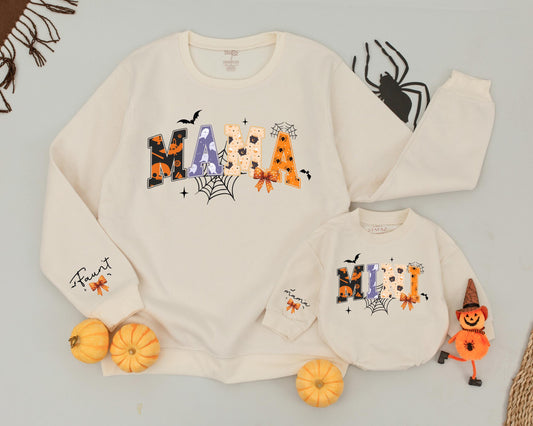 Matching Halloween Sweatshirts: Cute Ghost Mama and Mini Outfit