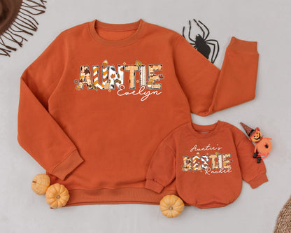 Auntie & Niece Matching Fall Sweatshirts: Cozy Pumpkin Season Outfit  