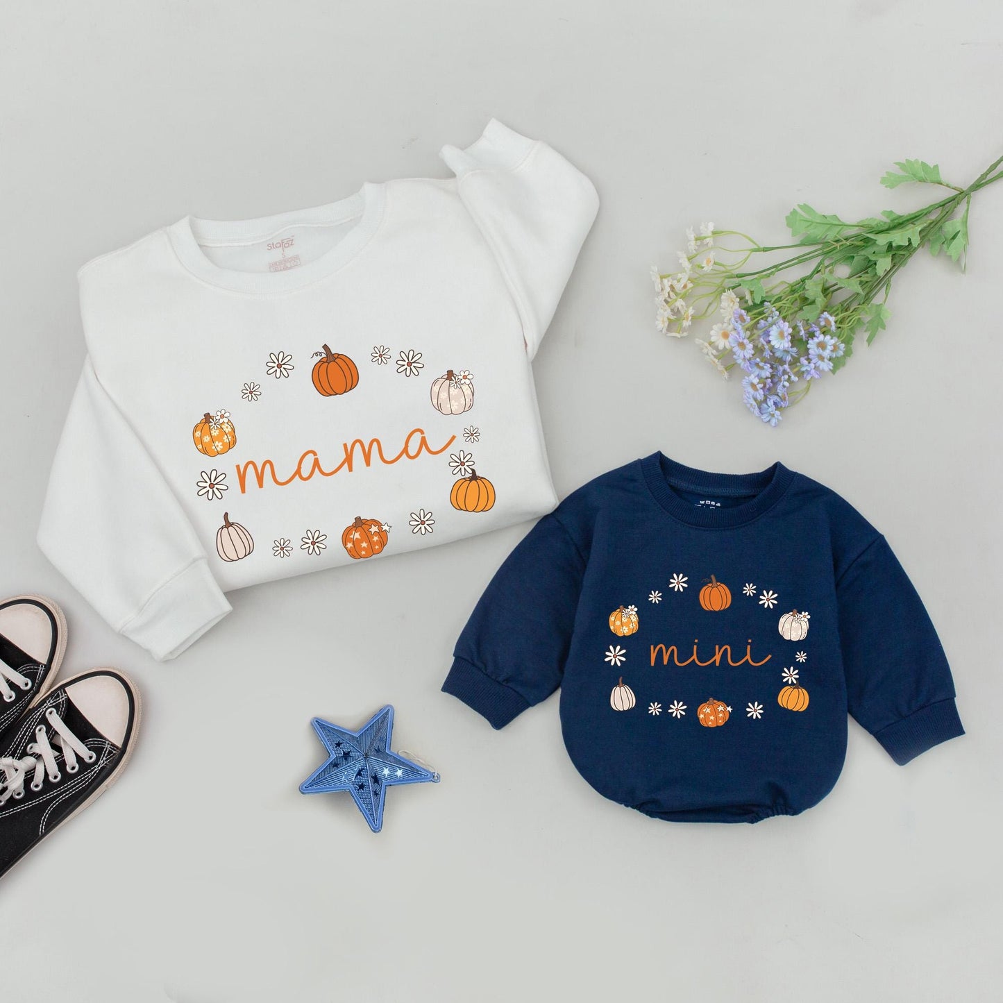 Thanksgiving Matching Pumpkin Sweatshirt Set | Mama & Mini Fall Outfit