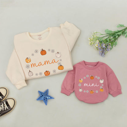 Thanksgiving Matching Pumpkin Sweatshirt Set | Mama & Mini Fall Outfit