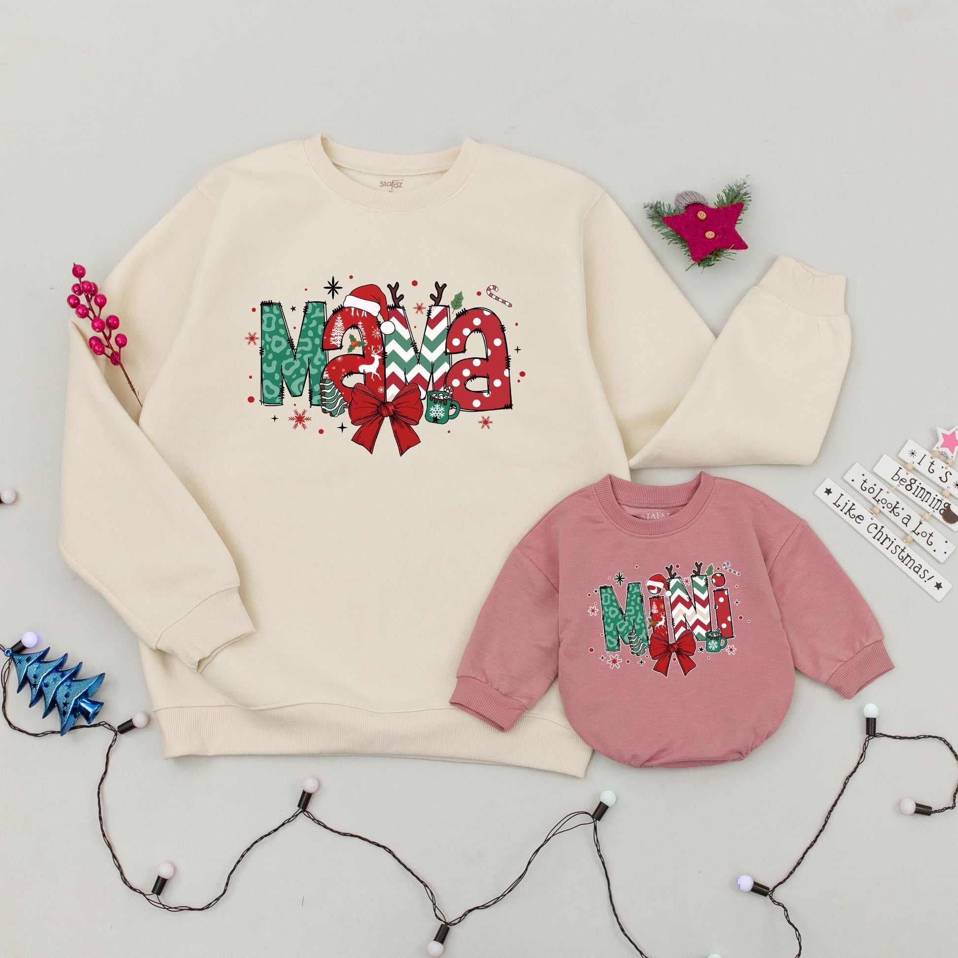 Matching Christmas Sweaters: Mommy & Me Retro Xmas Outfits