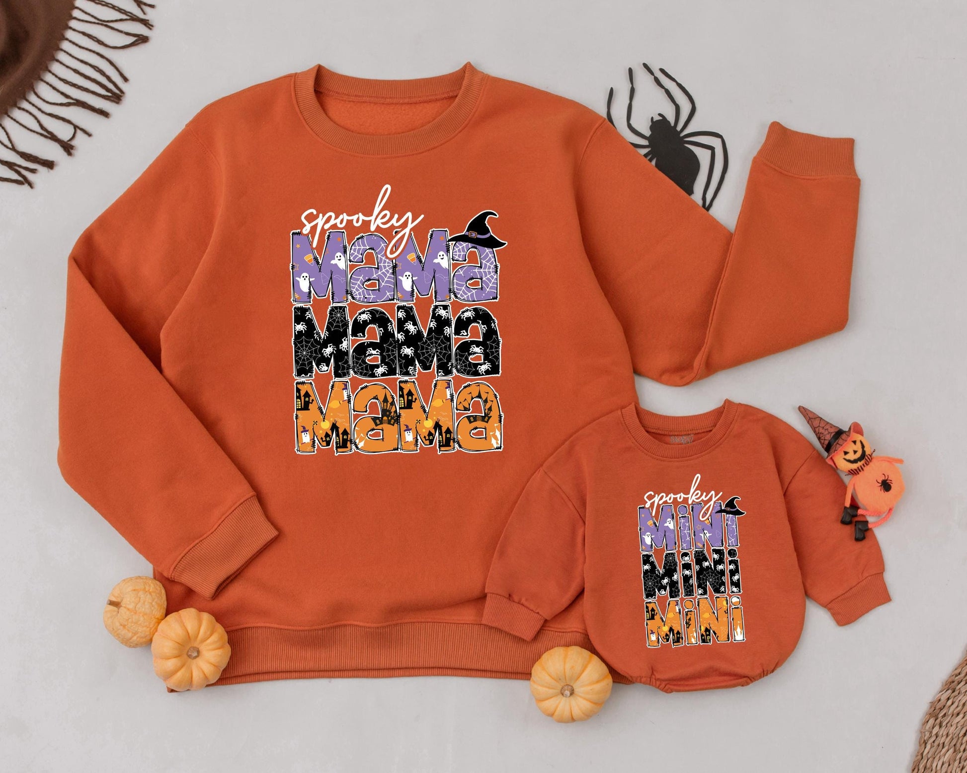 Retro Halloween Mommy & Me Sweatshirts: Spooky Ghost Family Style