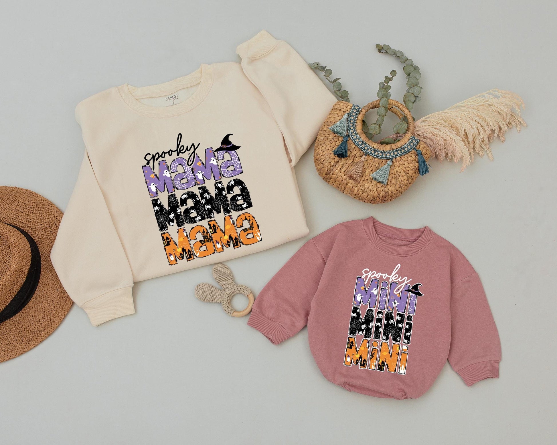 Retro Halloween Mommy & Me Sweatshirts: Spooky Ghost Family Style