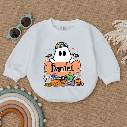 Personalized Boo Halloween Romper, My First Halloween Baby Outfit, Cute Ghost Design, Baby Boy/Girl Bubble Romper, Gift