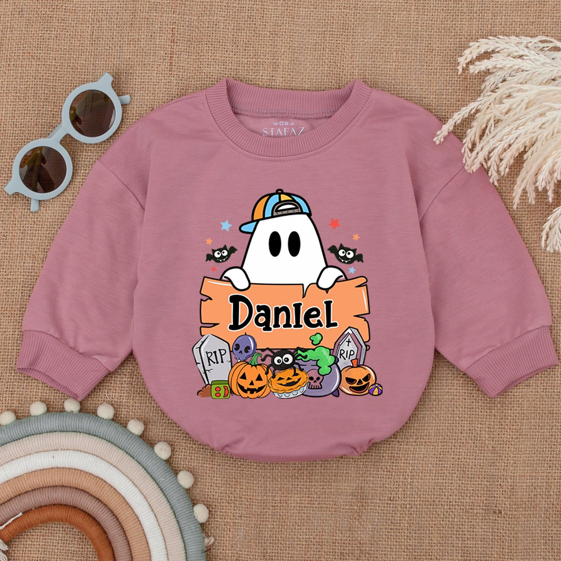 Personalized Boo Halloween Romper, My First Halloween Baby Outfit, Cute Ghost Design, Baby Boy/Girl Bubble Romper, Gift