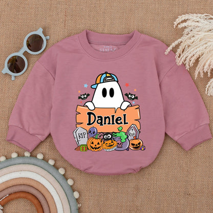 Personalized Boo Halloween Romper, My First Halloween Baby Outfit, Cute Ghost Design, Baby Boy/Girl Bubble Romper, Gift