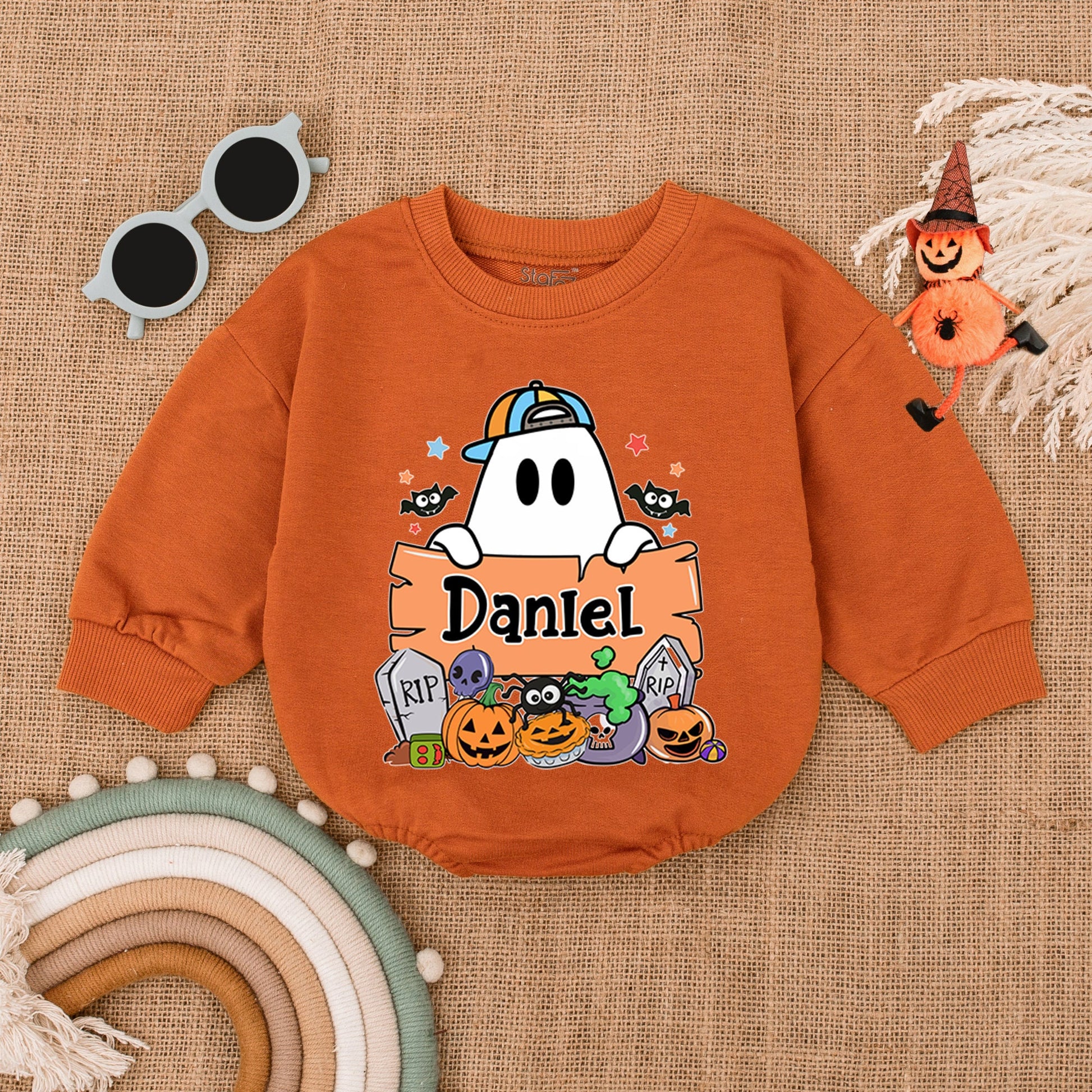 Personalized Boo Halloween Romper, My First Halloween Baby Outfit, Cute Ghost Design, Baby Boy/Girl Bubble Romper, Gift
