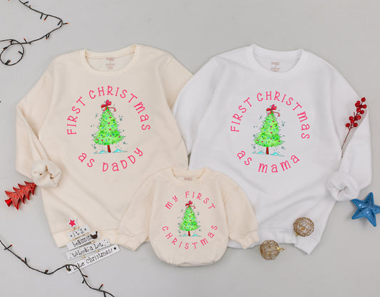 Matching Family Christmas Sweatshirt – First as Mommy & Daddy