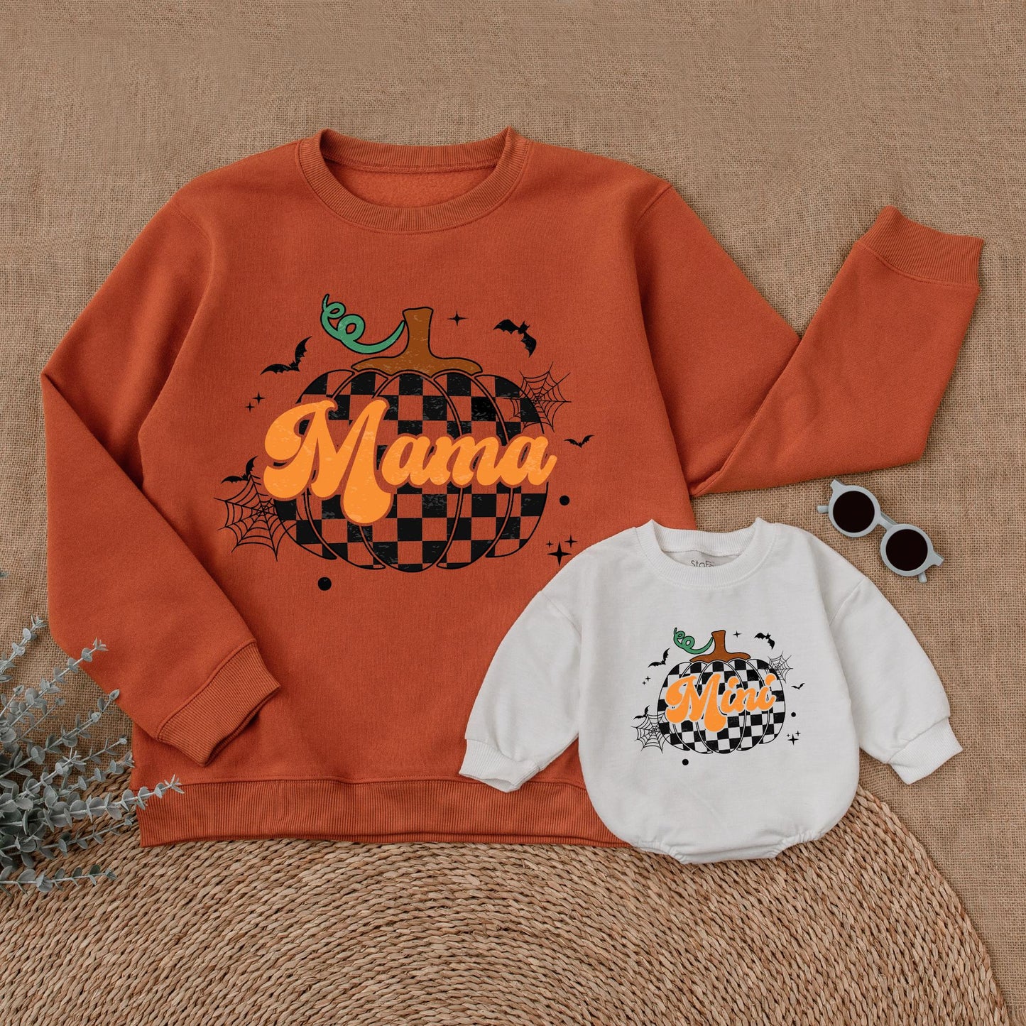 Matching Pumpkin Outfits: Thanksgiving Baby Romper & Mommy Sweaters