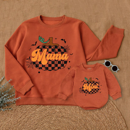 Matching Pumpkin Outfits: Thanksgiving Baby Romper & Mommy Sweaters