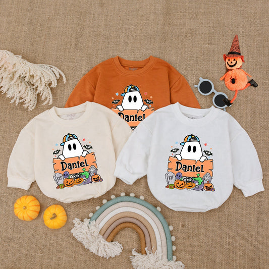 Personalized Boo Halloween Romper, My First Halloween Baby Outfit, Cute Ghost Design, Baby Boy/Girl Bubble Romper, Gift