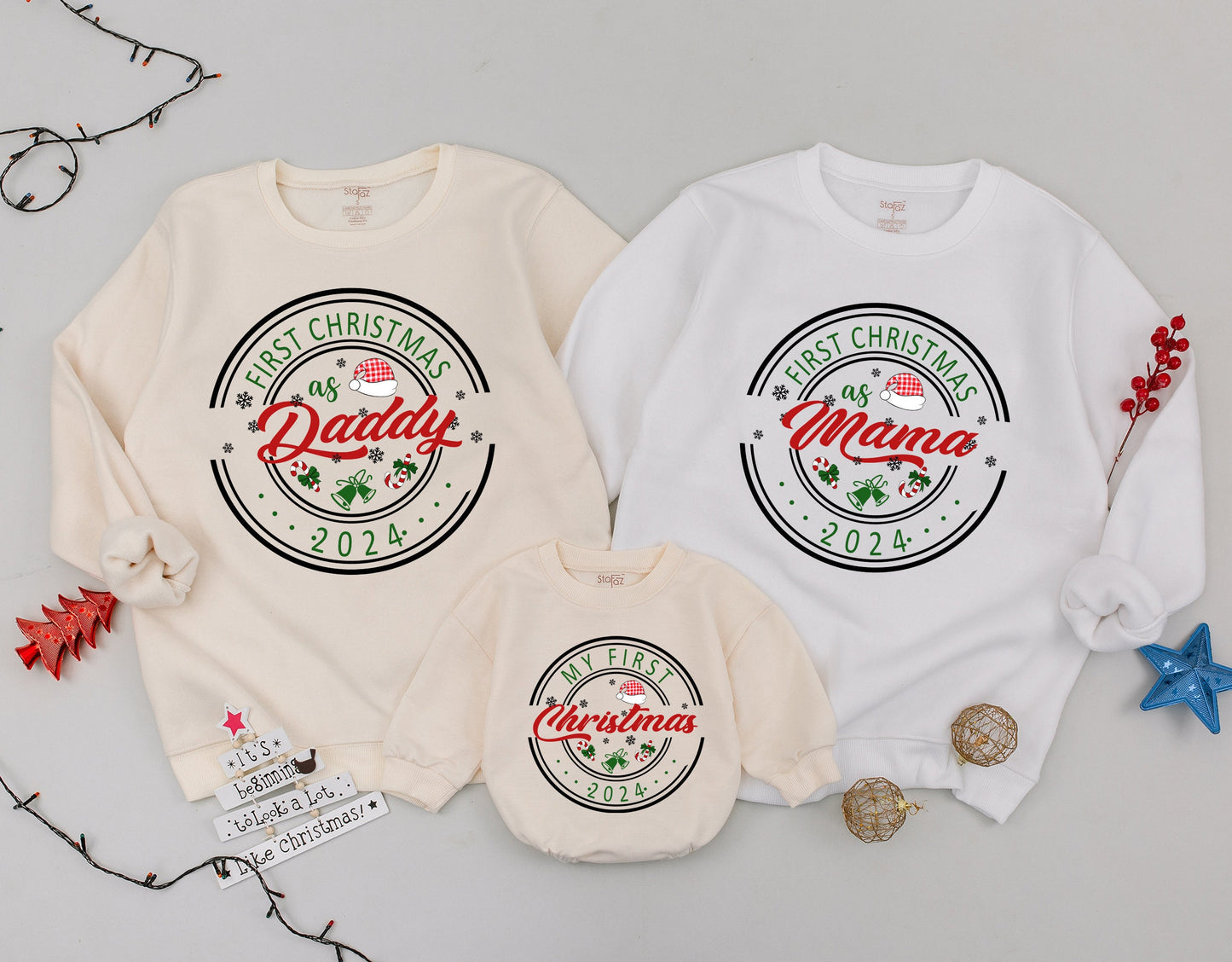 Matching Family Christmas Sweatshirt - First Holiday as Parents