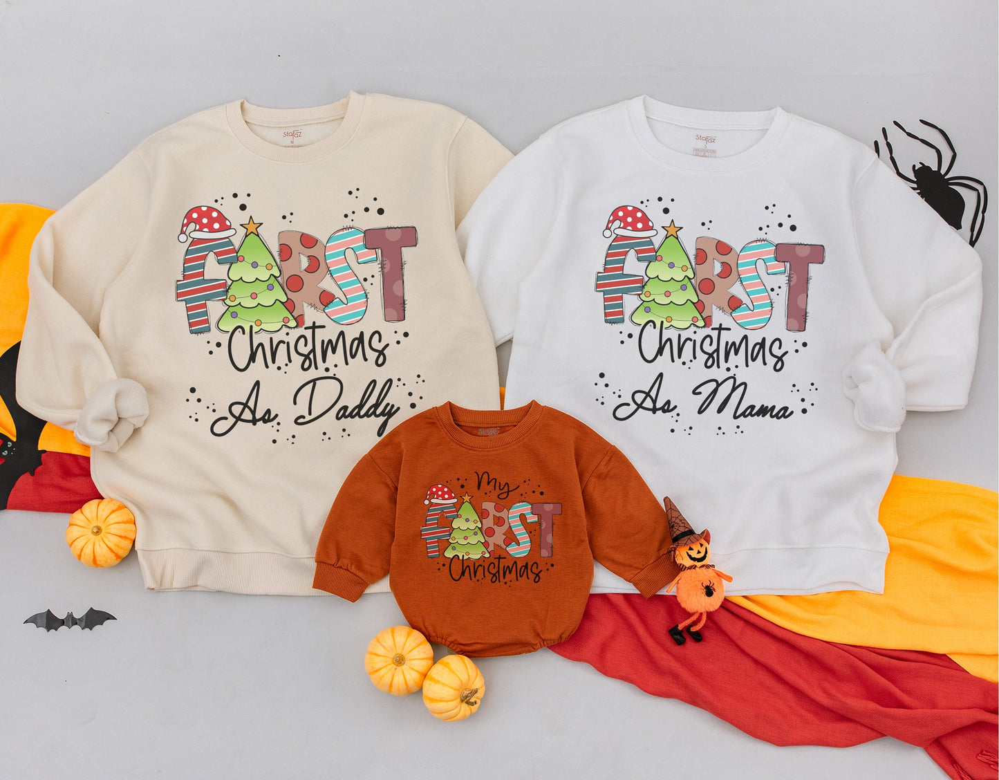 Matching Family Christmas Sweatshirt Set: First Xmas as Parents