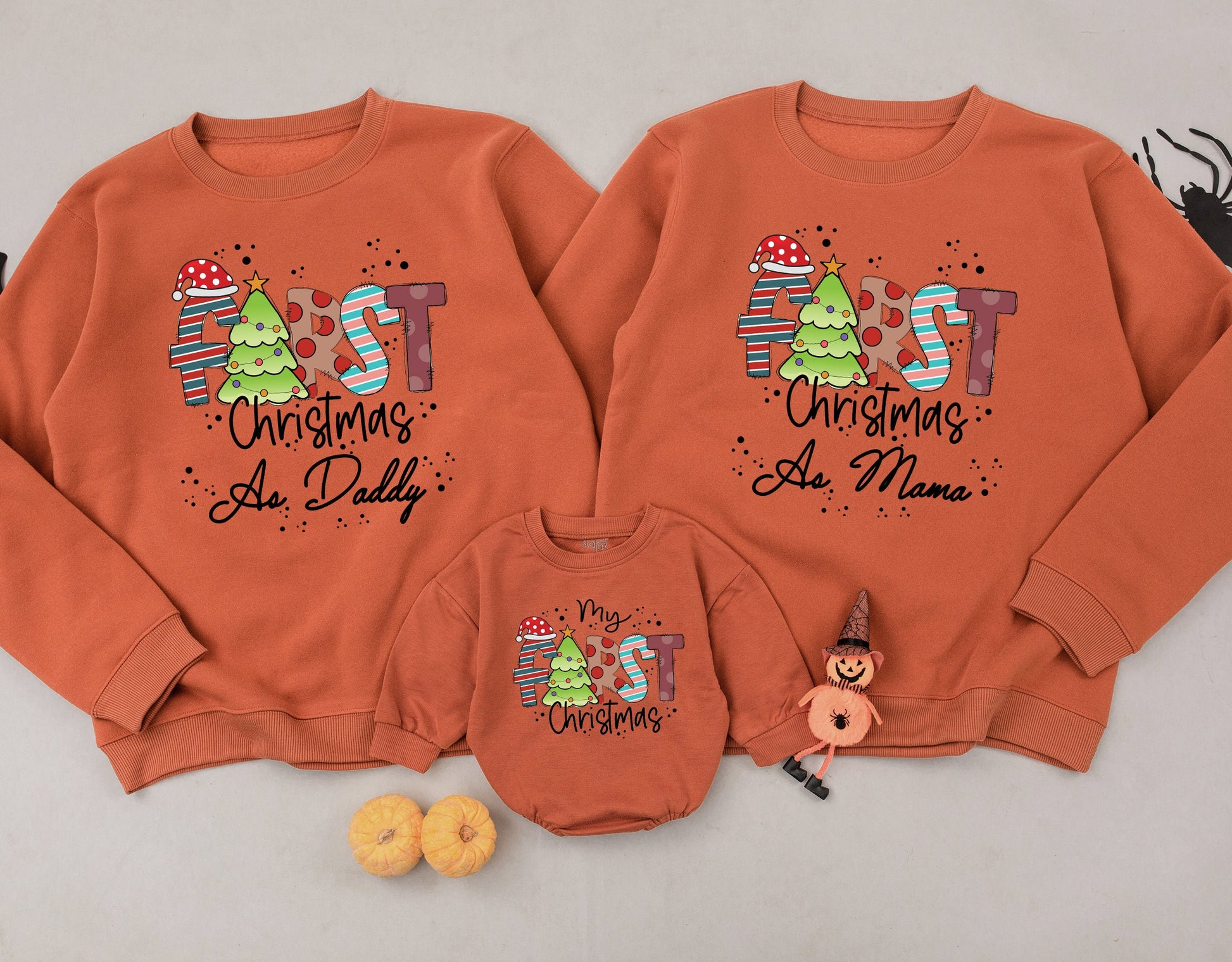 Matching Family Christmas Sweatshirt Set: First Xmas as Parents