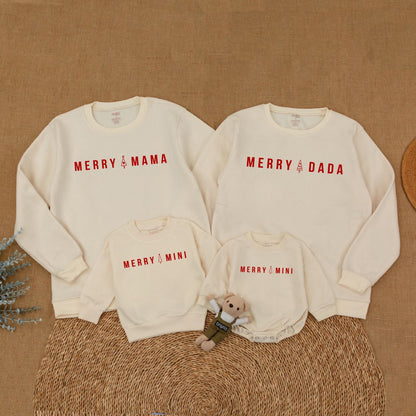 Merry Mama & Me Christmas Sweatshirt Red Tree Design Matching Family Holiday Outfit