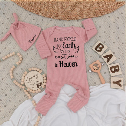 Heaven Sent Baby Bodysuit & Hat Set - Handpicked for Earth by My Great Grandpa Grandma Angel Wings Outfit Sweet Newborn Clothes Shower Gift 139 chars