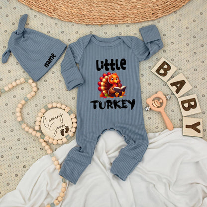 Little Turkey Thanksgiving Bodysuit Set: My First Thanksgiving Outfit with Cartoon Turkey Reading a Book, Autumn Gender Reveal, Fall Baby Shower Clothes, Pumpkin 139