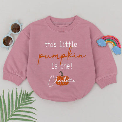 Retro Pumpkin First Birthday Romper, Newborn Fall Baby Gift