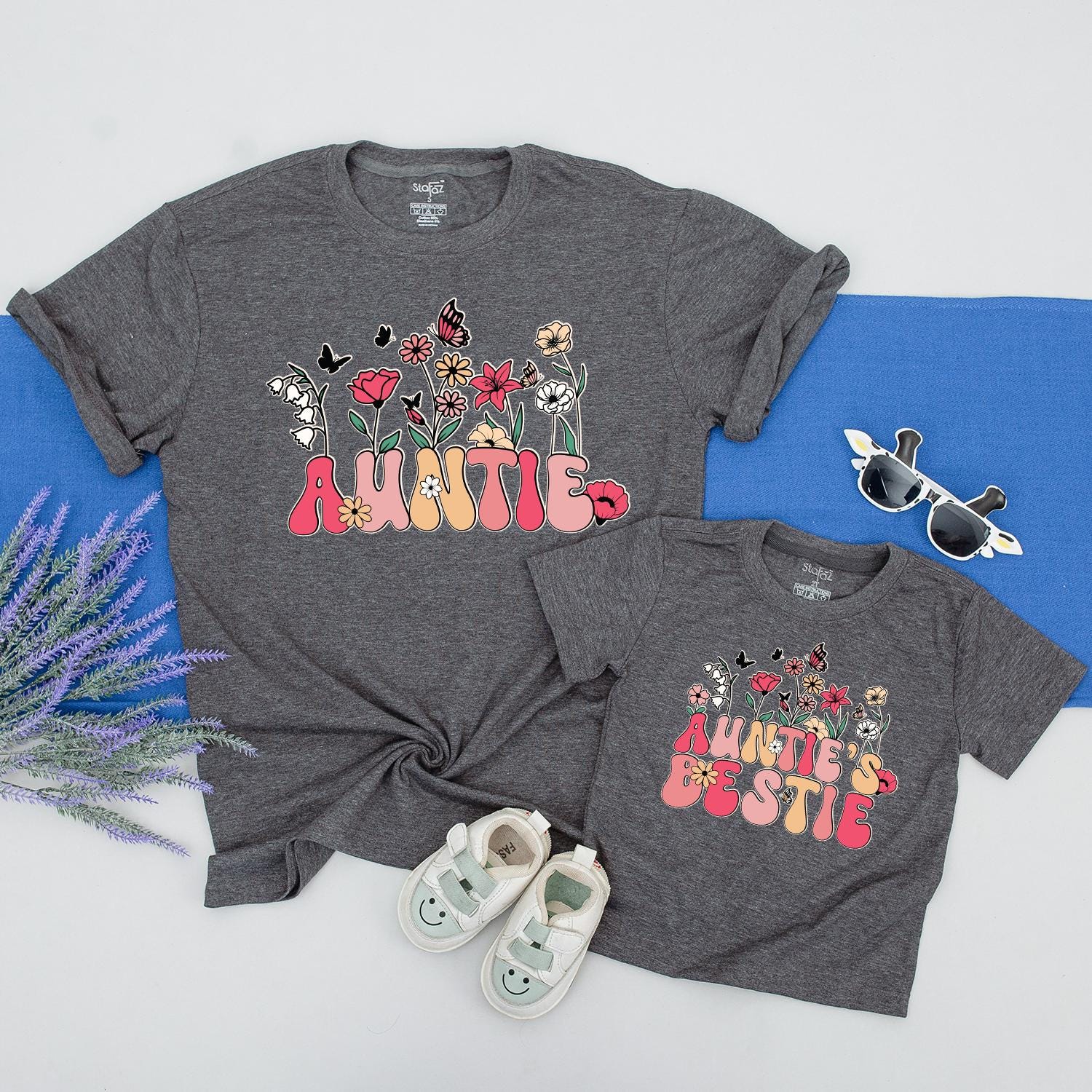 Auntie & Mini Matching Wildflower Shirts - Custom Family Gift Set