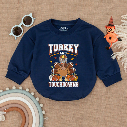 Touchdowns & Turkey Thanksgiving Romper | Fall Baby Outfit