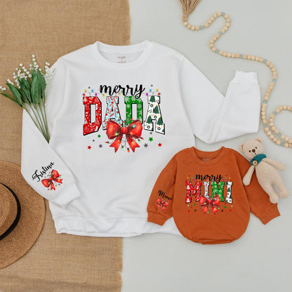 Matching Dad & Son Christmas Sweaters, Baby Bodysuit & Romper Set