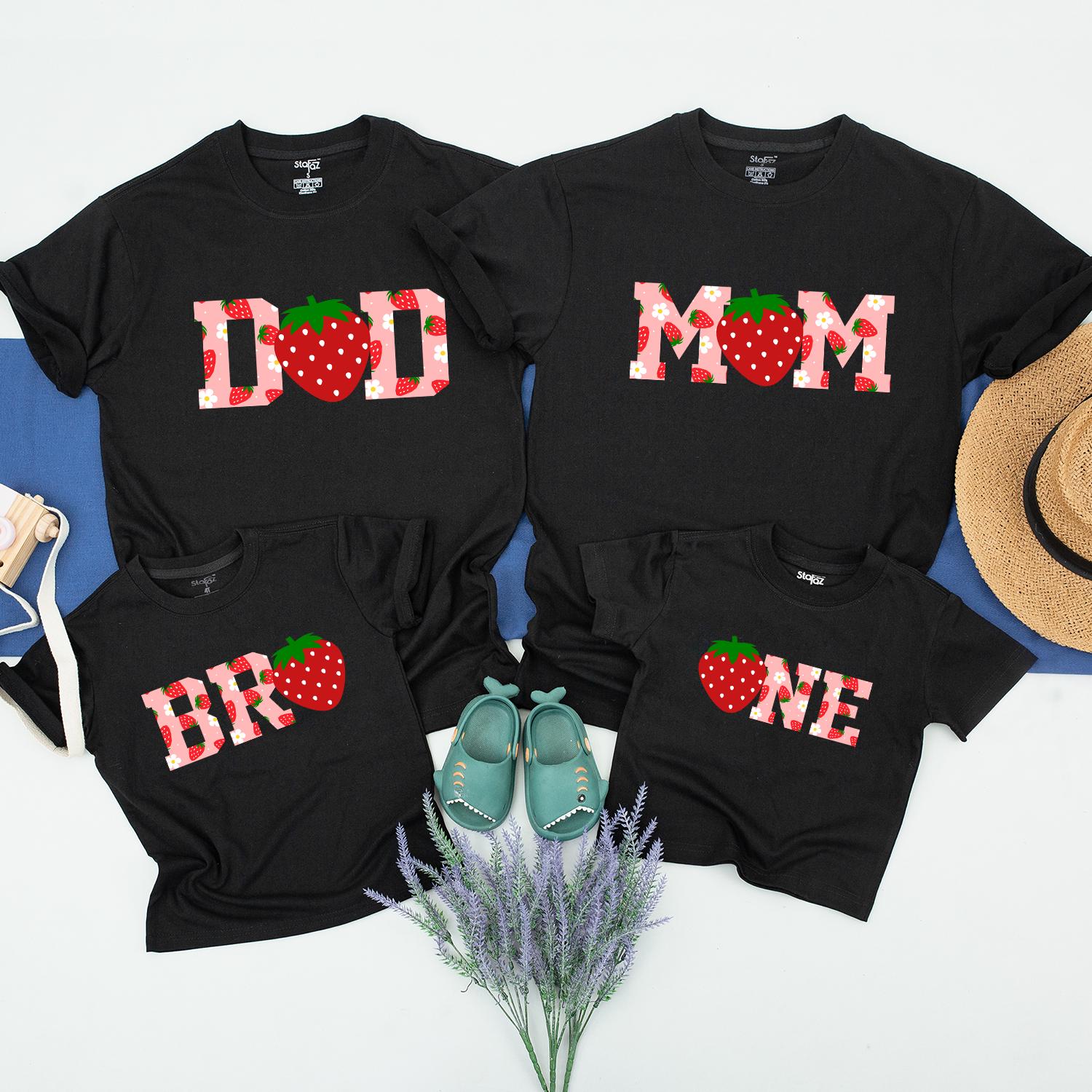 Strawberry Themed Family Shirts for Berry First Birthday Party