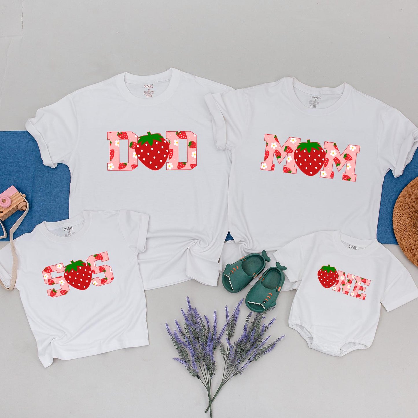 Strawberry Themed Family Shirts for Berry First Birthday Party