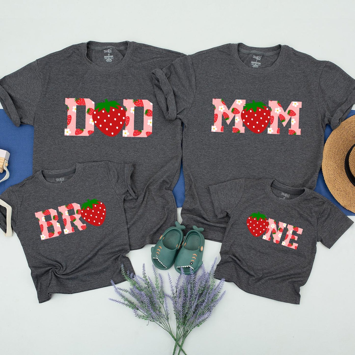 Strawberry Themed Family Shirts for Berry First Birthday Party