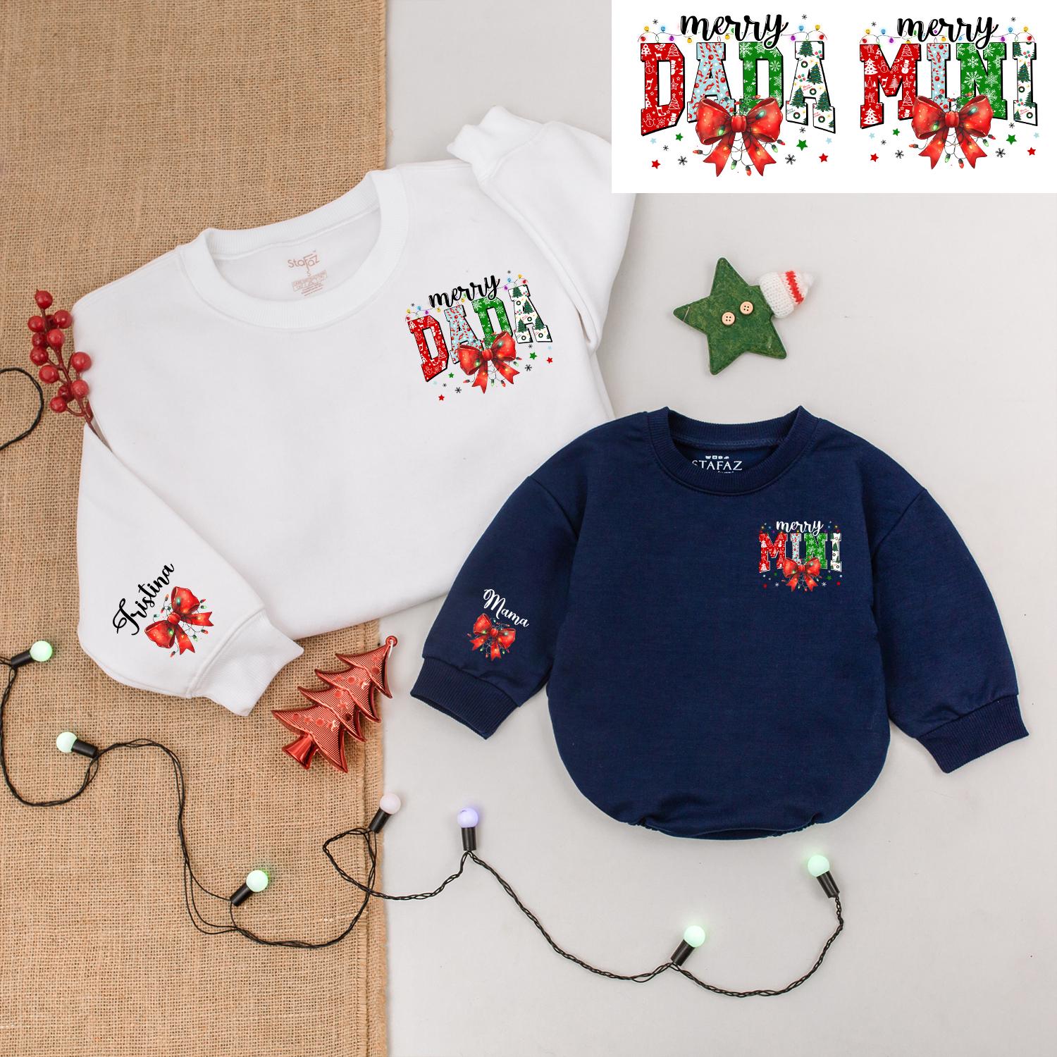 Matching Family Christmas Outfits: Dad & Son Sweaters, Baby Romper