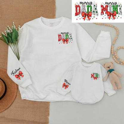 Matching Family Christmas Outfits: Dad & Son Sweaters, Baby Romper