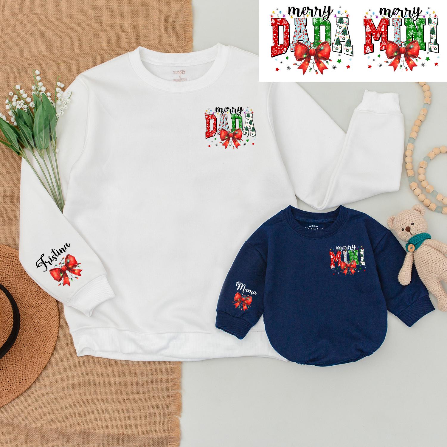 Matching Family Christmas Outfits: Dad & Son Sweaters, Baby Romper