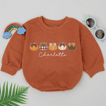 Retro Pumpkin Romper with Custom Name – Perfect Fall Baby Gift