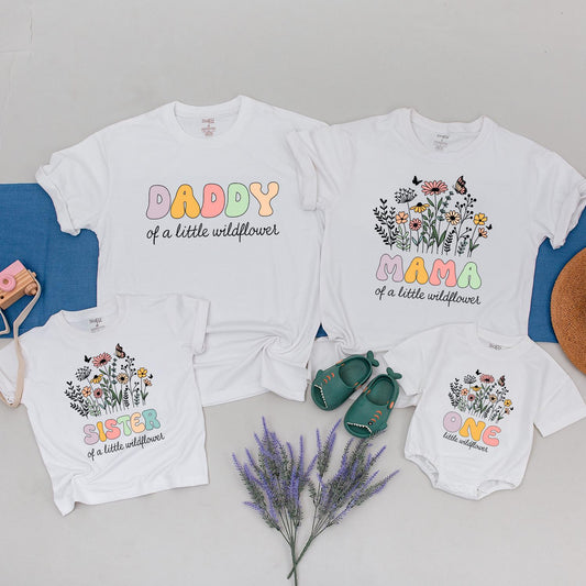 Wildflower Mama Shirt: Matching Mommy and Me Outfit, Colorful Floral Birthday Tee, Daddy Sister One, Family Wild One Celebration, Cute Soft Cotton (139)