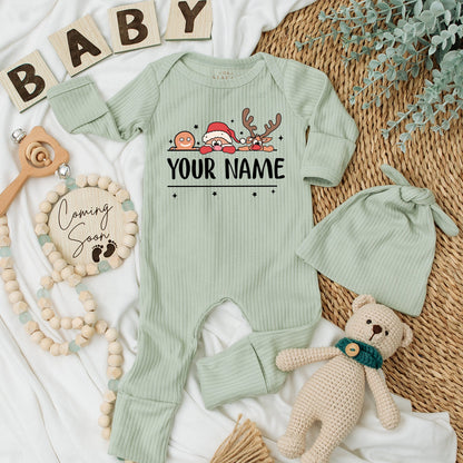 Personalized Christmas Reindeer Romper: Custom Name Holiday Outfit, Soft Newborn Going Home Gift for Baby Boys & Girls, Santa & Gingerbread, Xmas Clothes