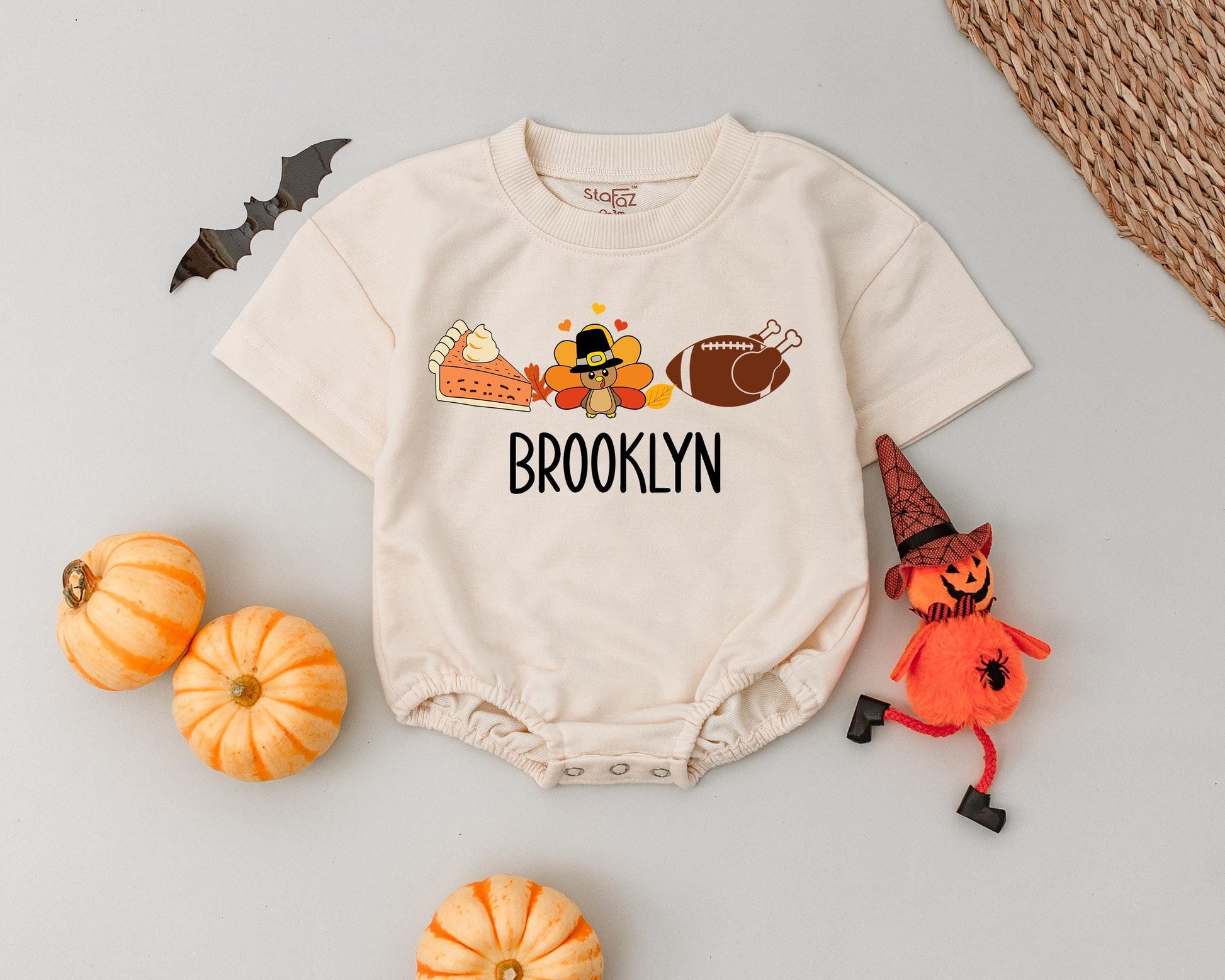 Custom Pumpkin Pie Romper: First Thanksgiving Baby Outfit Gift