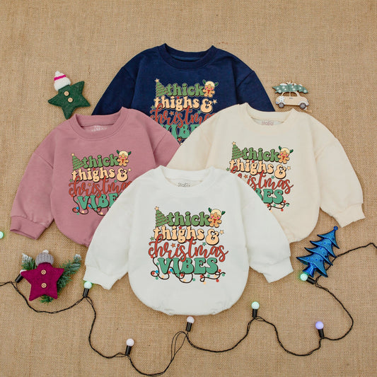 Cozy Christmas Vibes Baby Romper: First Christmas Girl Outfit Gift