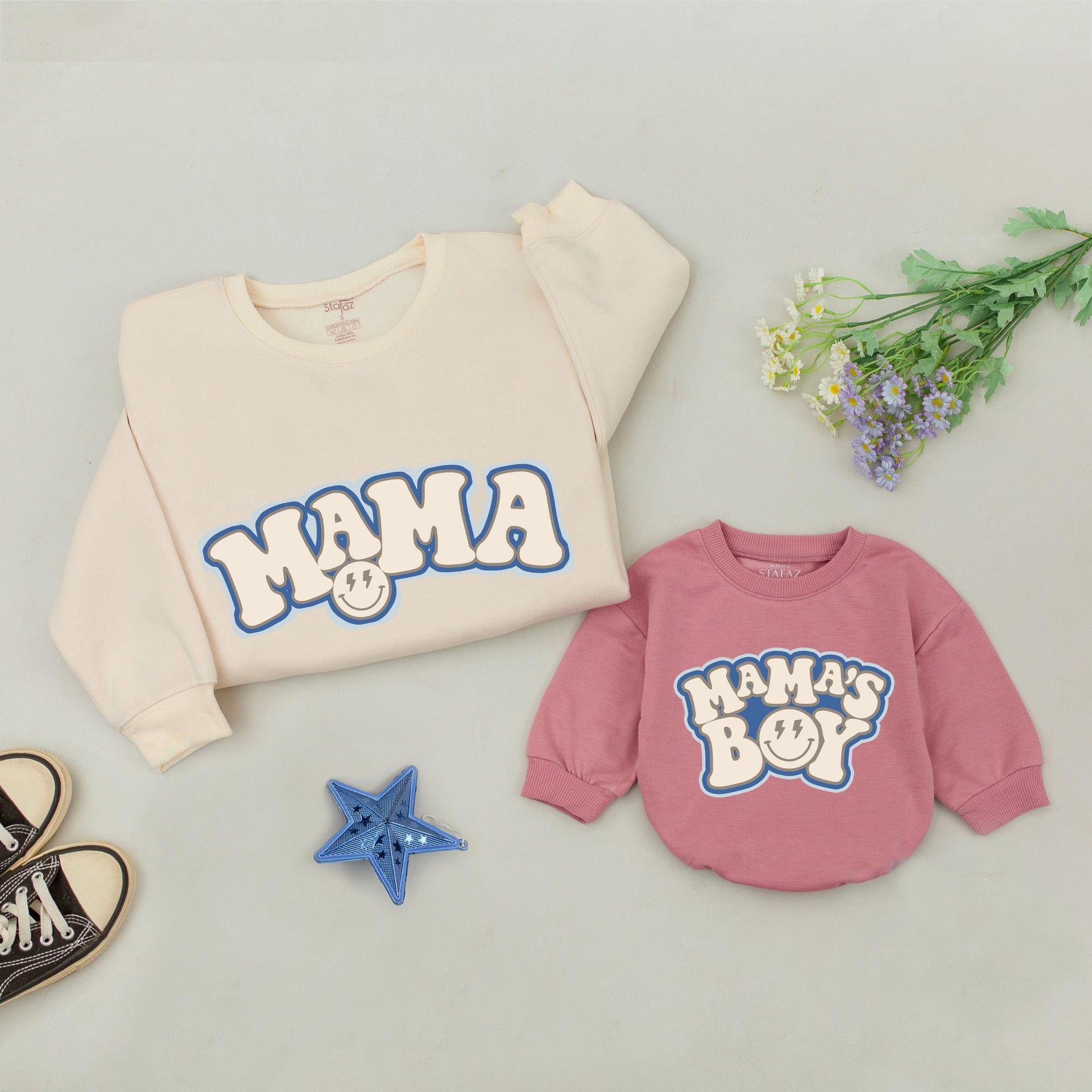 Mama & Mama's Boy Matching Sweatshirts - Family Outfits Gift