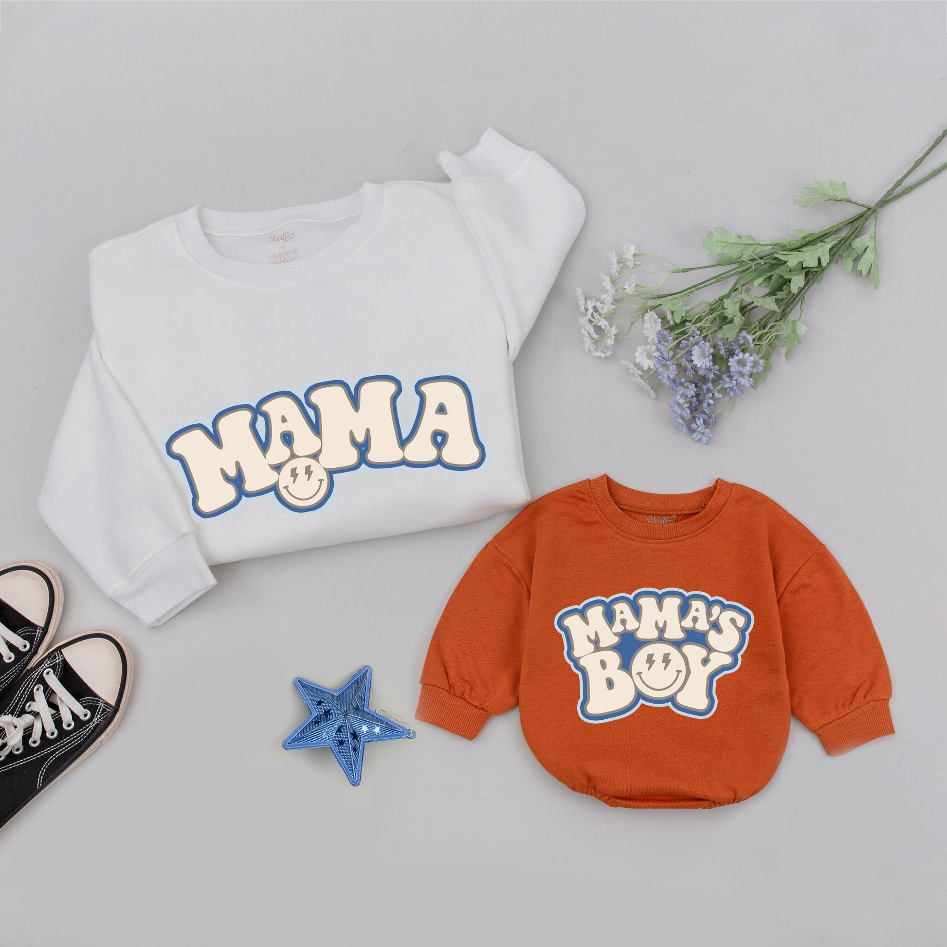 Mama & Mama's Boy Matching Sweatshirts - Family Outfits Gift