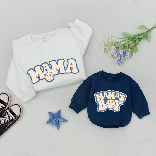 Mama & Mama's Boy Matching Sweatshirts - Family Outfits Gift