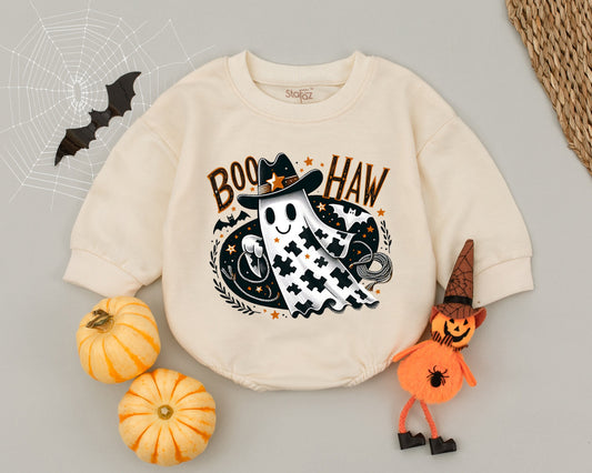 Country Cutie Ghost Halloween Romper – Adorable First Outfit