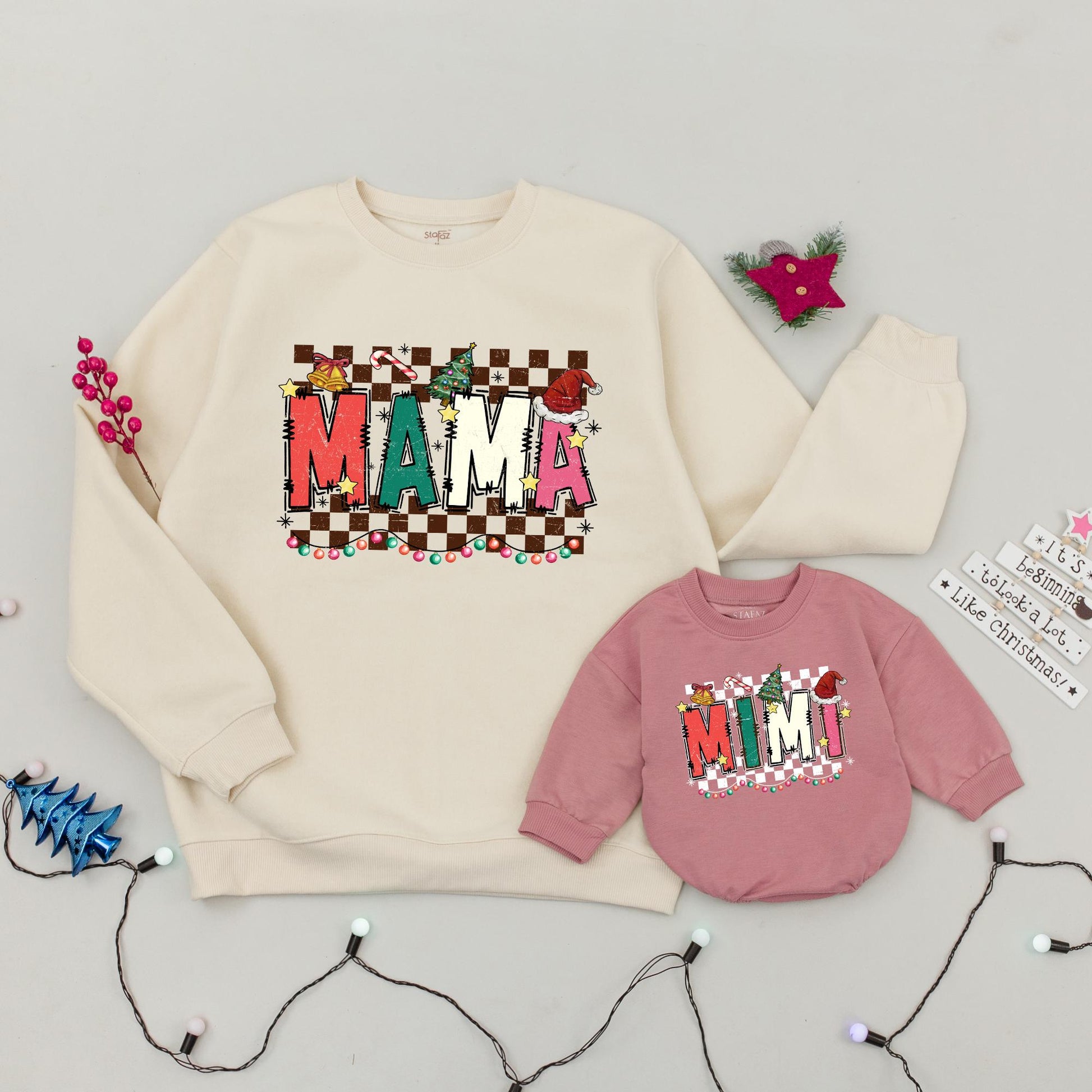 Trendy Family Christmas Shirts: Retro Mama & Mini Matching Sweaters