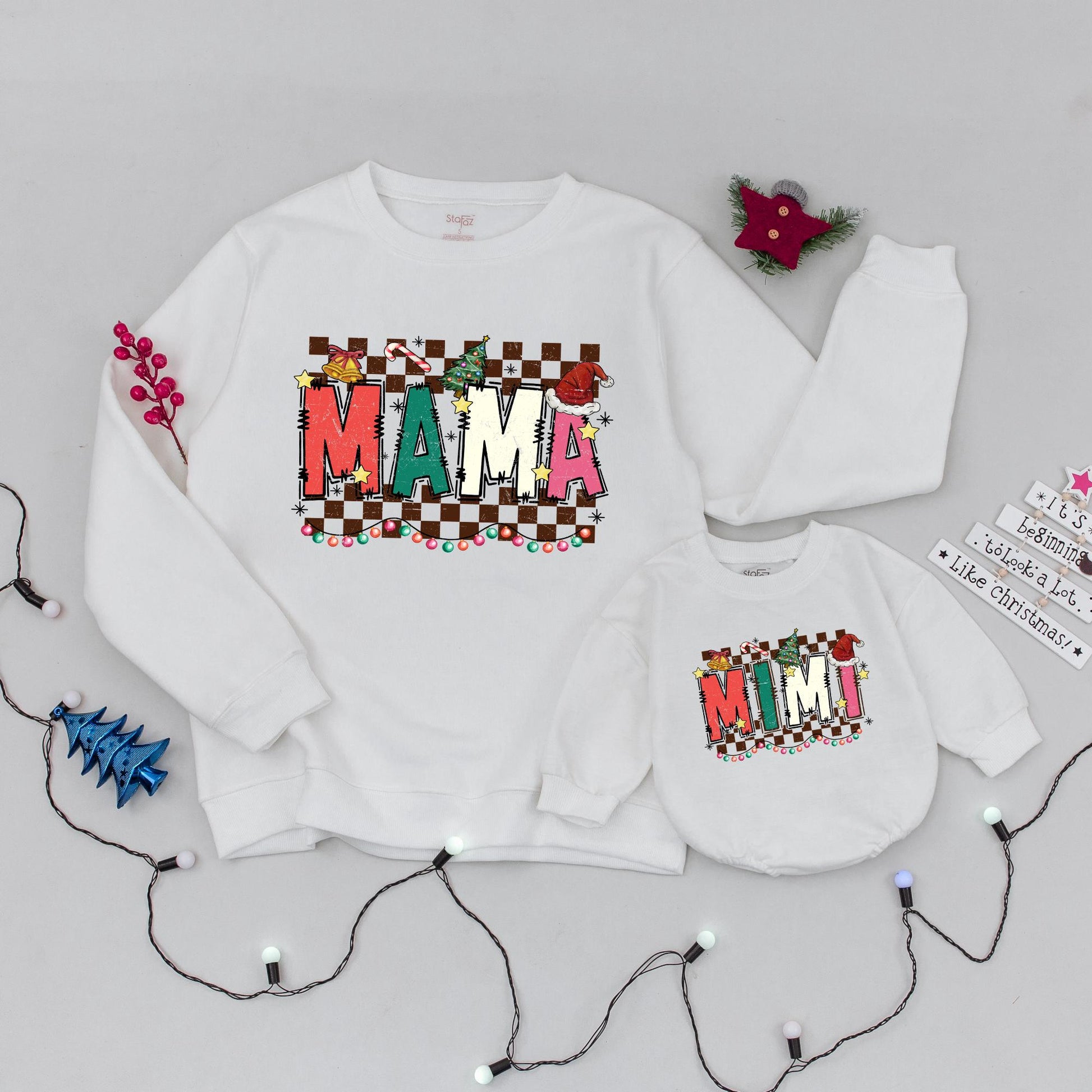 Trendy Family Christmas Shirts: Retro Mama & Mini Matching Sweaters