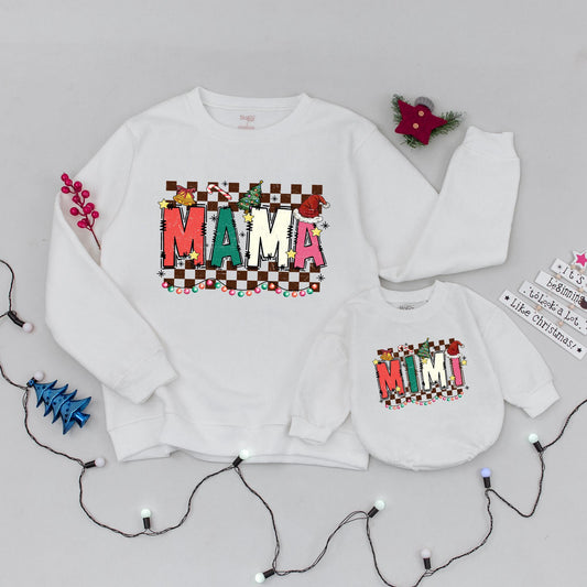 Trendy Family Christmas Shirts: Retro Mama & Mini Matching Sweaters