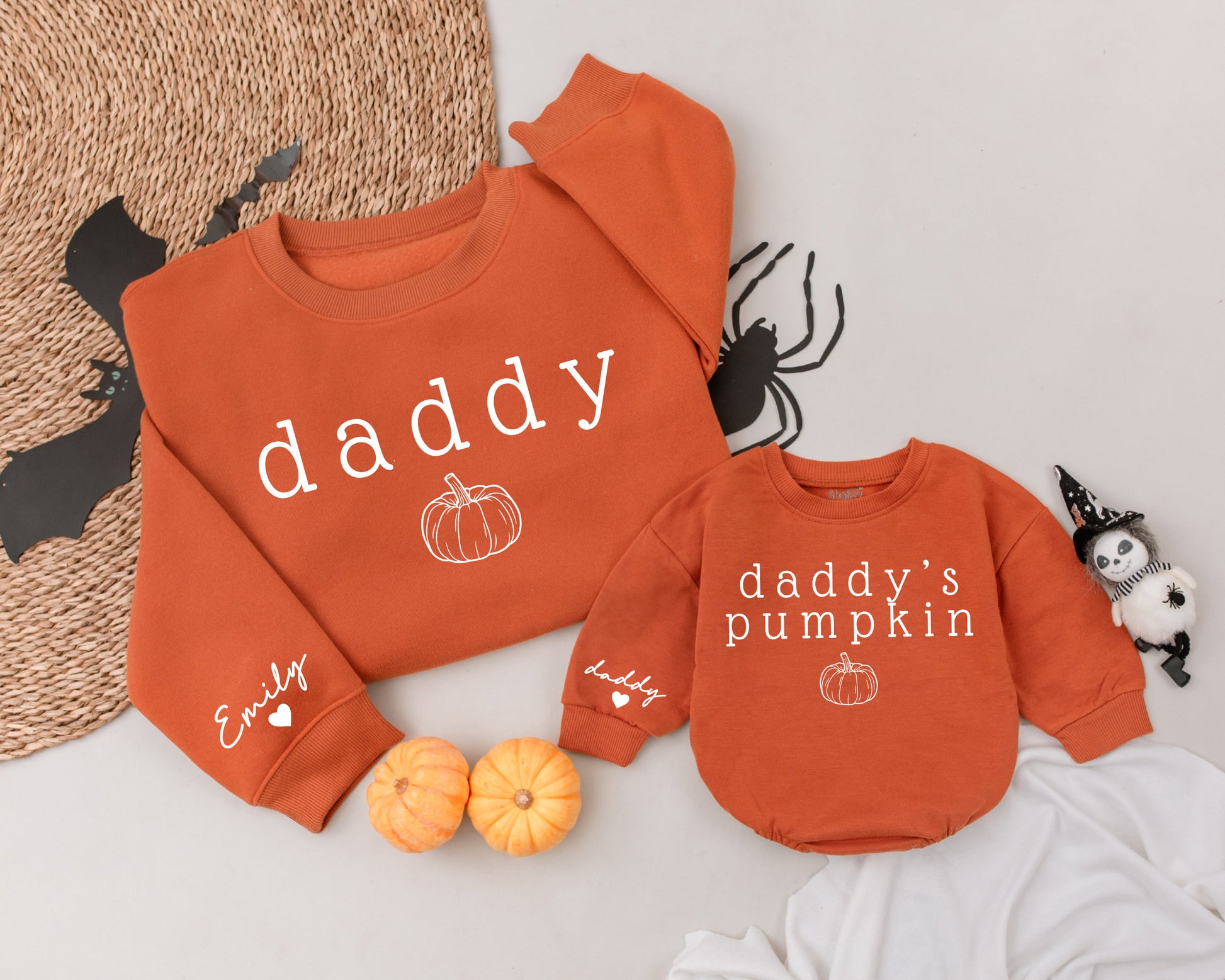 Matching Daddy & Me Pumpkin Sweatshirts – Fall & Halloween Outfit