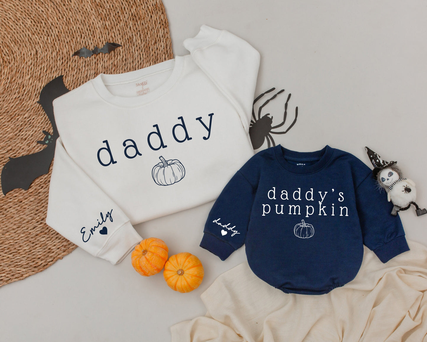 Matching Daddy & Me Pumpkin Sweatshirts – Fall & Halloween Outfit