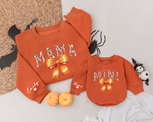 Matching Mama & Mini Fall Outfits: Retro Halloween Family Sweaters