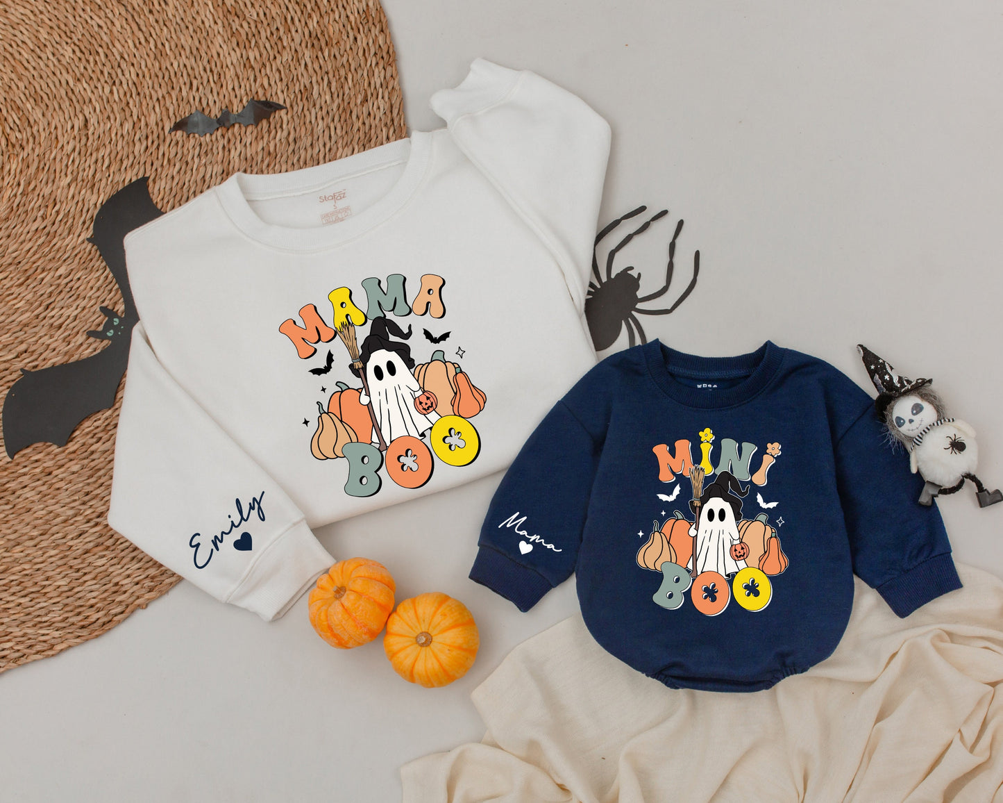 Vintage Ghost Family Sweatshirts, Mommy & Me Retro Halloween Clothes