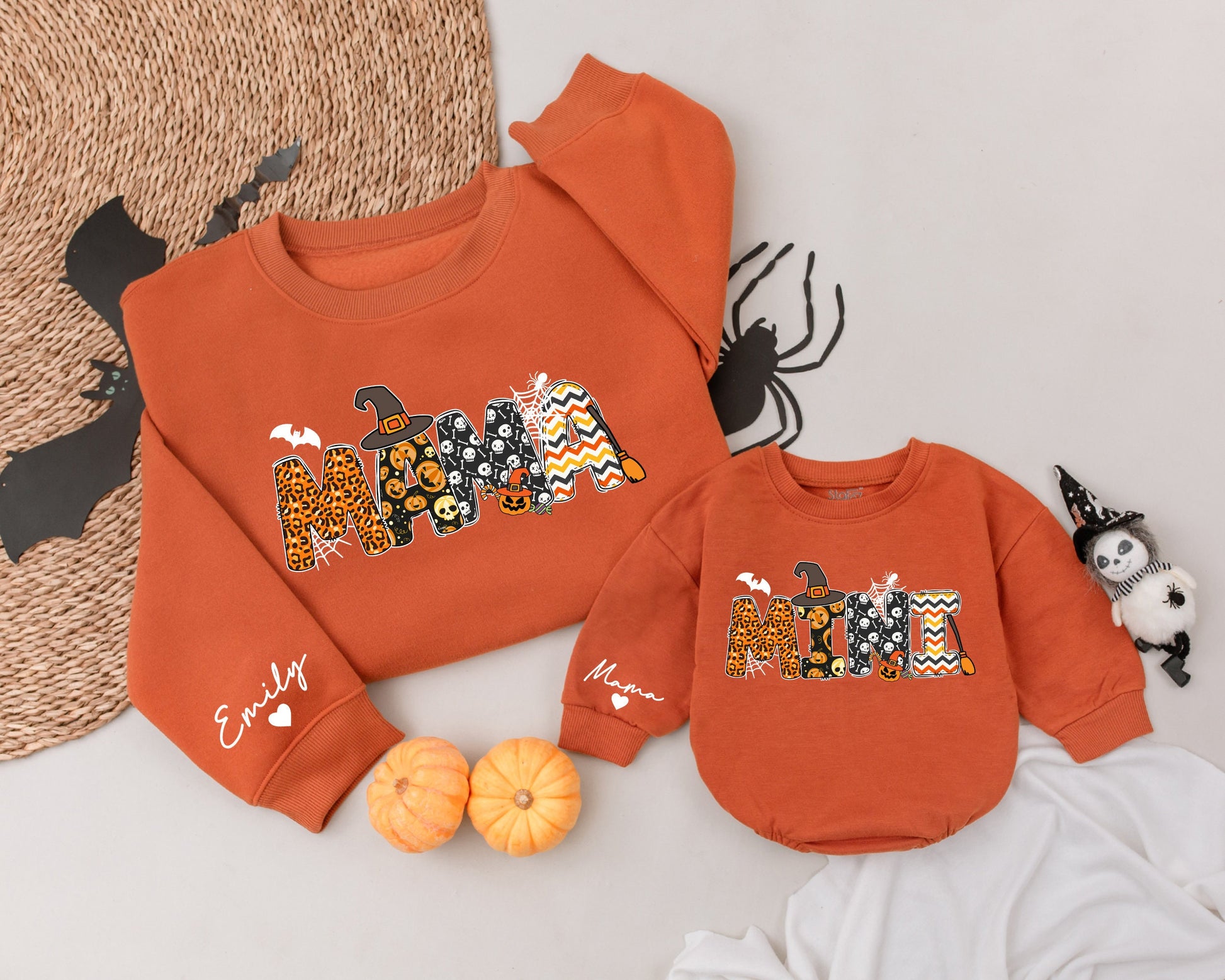 Halloween Family Sweatshirts: Personalized Retro Mommy and Me Outfits